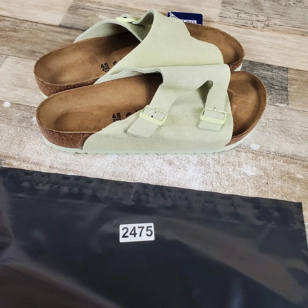 Birkenstock Zurich Mens Slide Sandal Sz 12 Comfort Faded Lime Suede buckle Strap